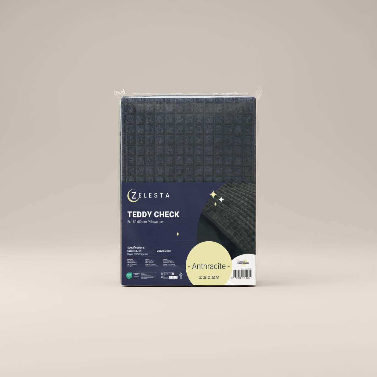 Zelesta Teddy Check Kissenbezüge - Anthracite