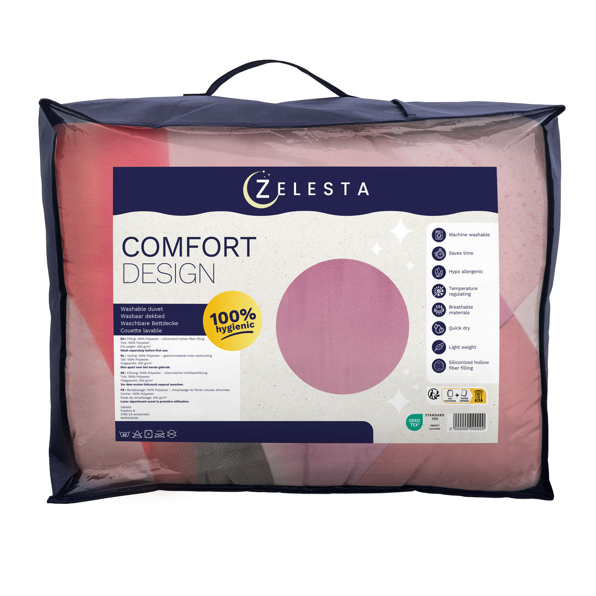 Zelesta Comfort Design Nahtlose Bettdecke - Colour Block Pink