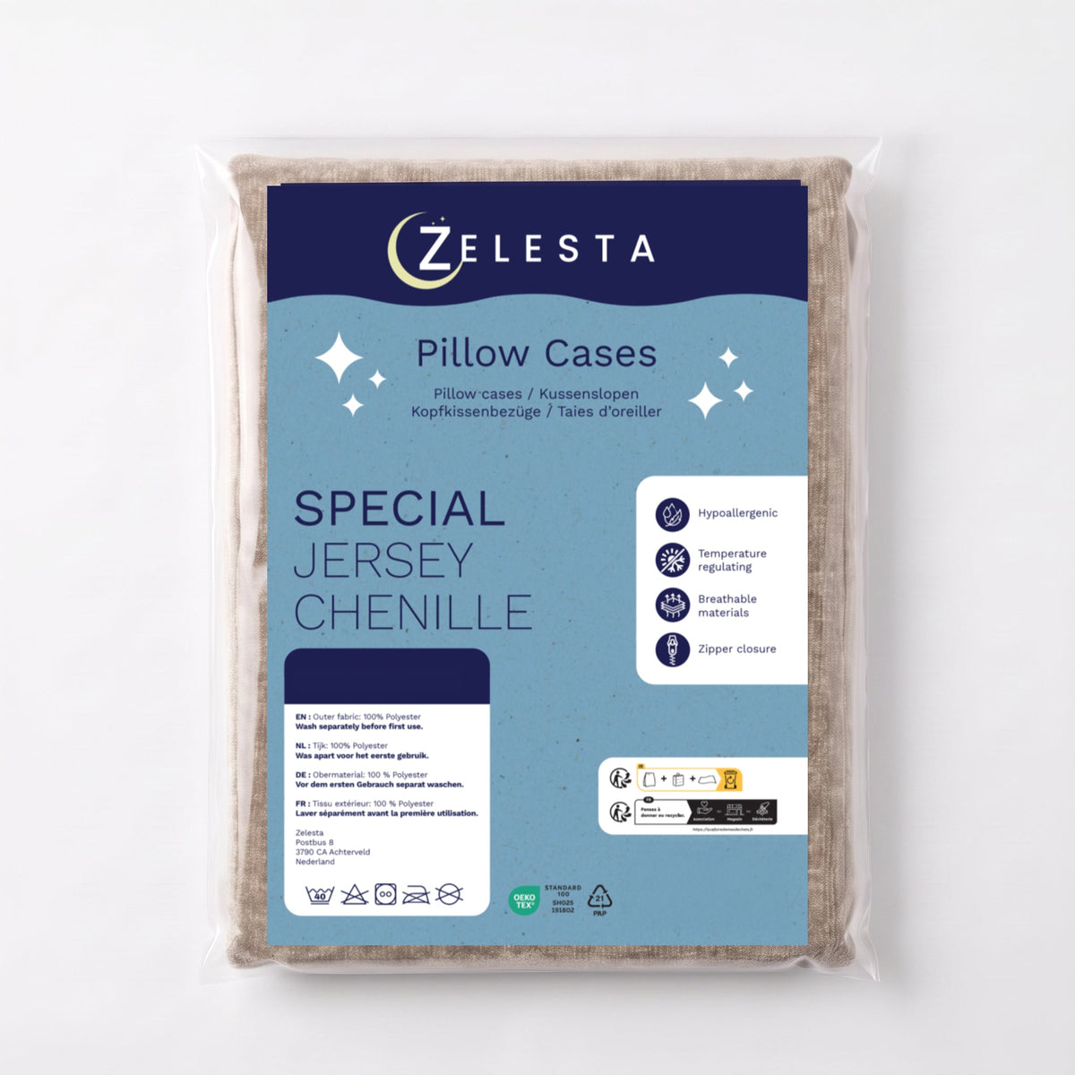 Zelesta Special Jersey Chenille Kissenbezug-Set, 2 Stück - Metallgrau