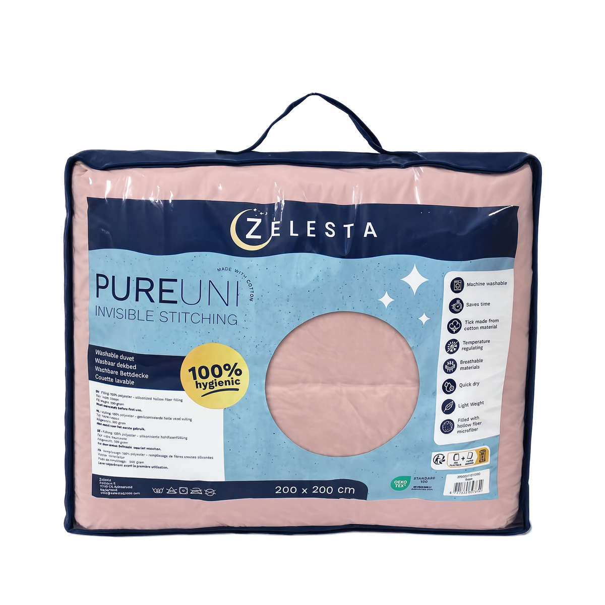Zelesta Pure Uni No Stitch Baumwolle Bettdecke - Nebelrosa