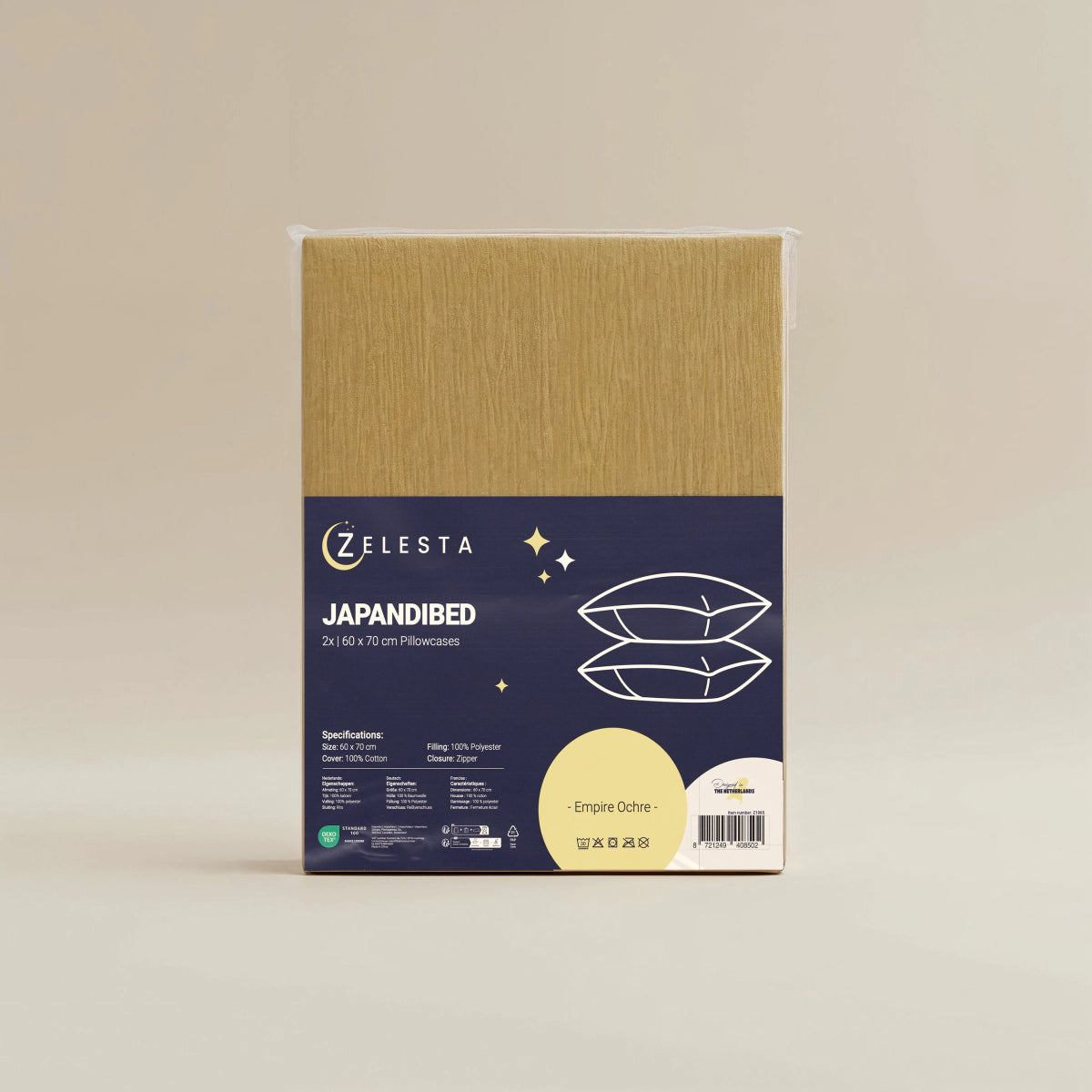 Japandibed Baumwolle Mousseline Kissenbezüge Set von 2 - Ochre