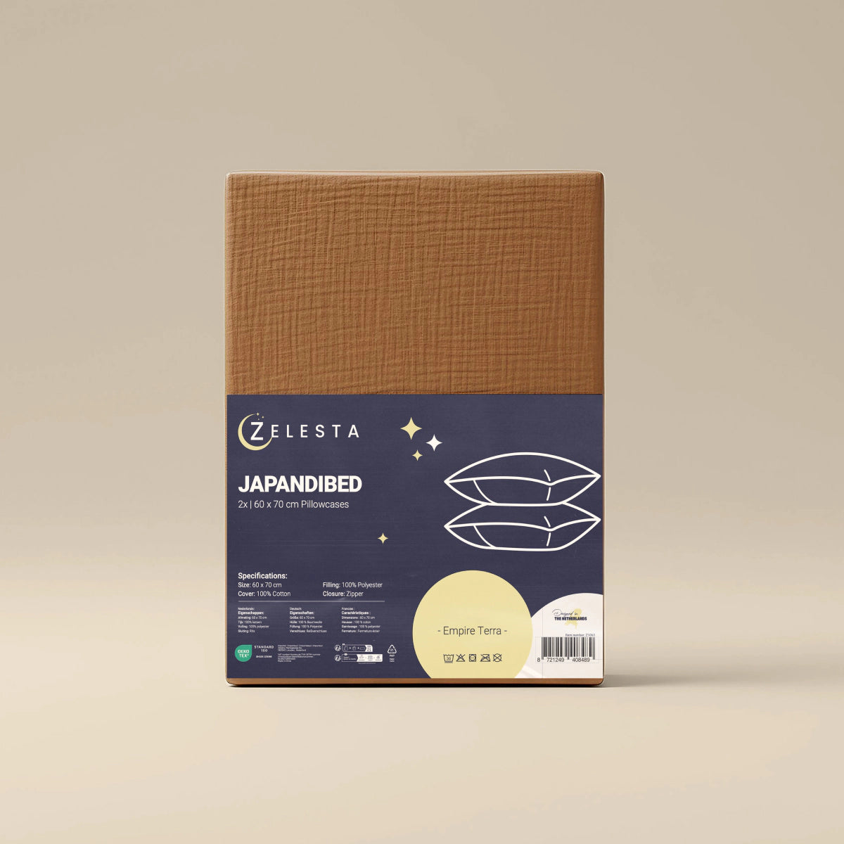 Japandibed Baumwolle Mousseline Kissenbezüge Set von 2 - Terra