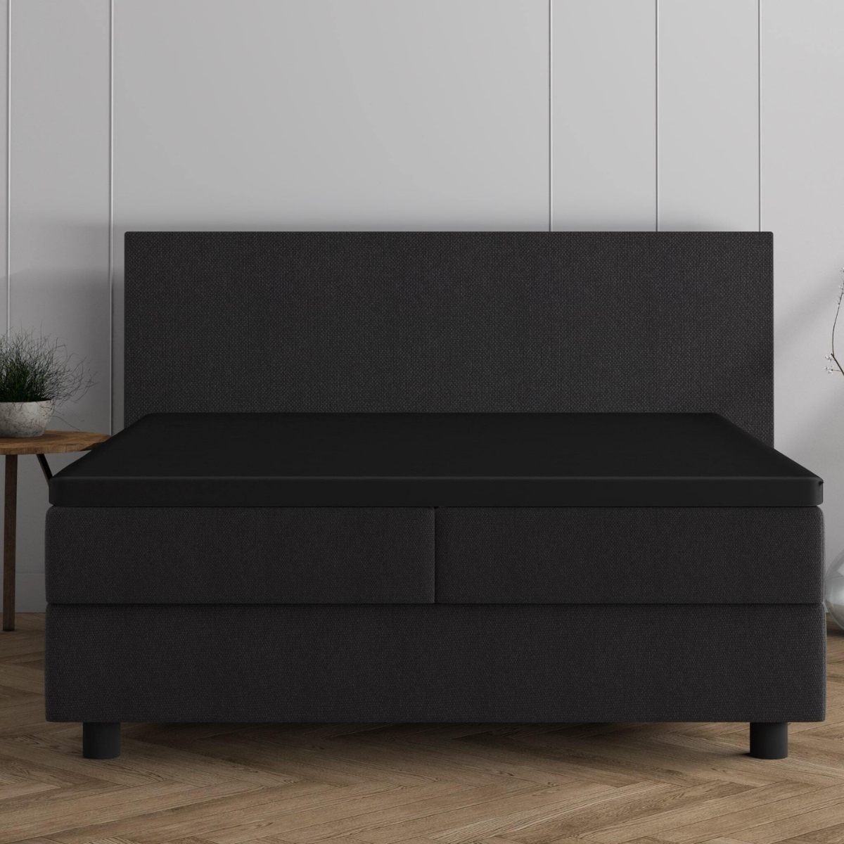 Doppel Jersey Topper Spannbettlaken - Schwarz