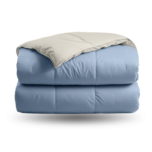 Zelesta Deluxe Duo Perkal-Baumwolle Bettdecke - Traumblau & Creme