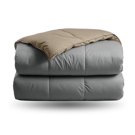 Zelesta Deluxe Duo Perkal-Baumwolle Bettdecke - Anthrazit & Taupe