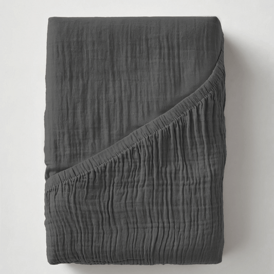 Musselin Spannbettlaken - Anthracite