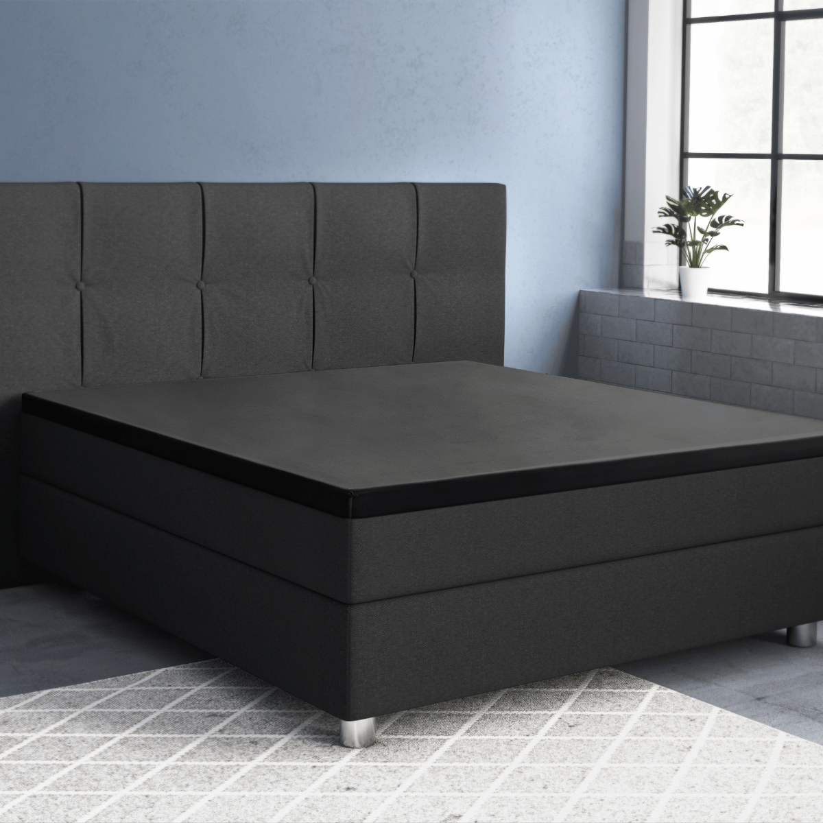 Primaviera Deluxe Topper Satin Deluxe Spannbettuch - Schwarz