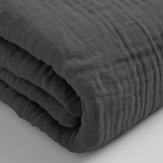Musselin Spannbettlaken - Anthracite