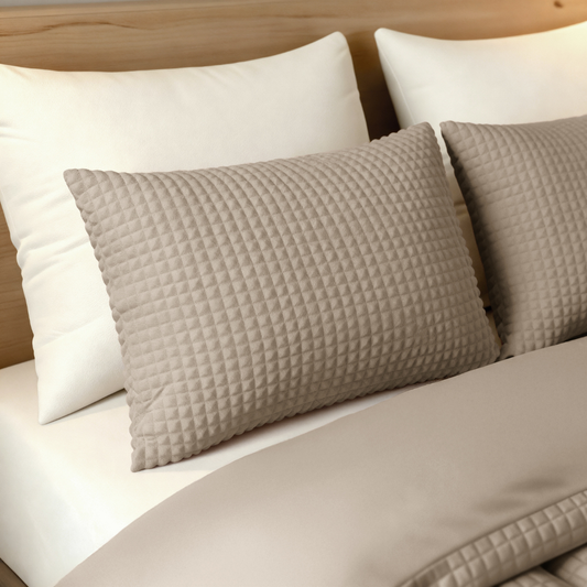 Zelesta Teddy Check Kissenbezüge - Taupe