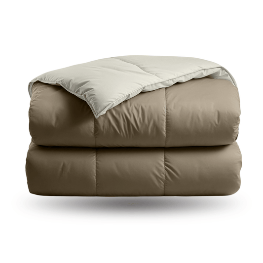 Zelesta Deluxe Duo Perkal-Baumwolle Bettdecke - Taupe & Creme