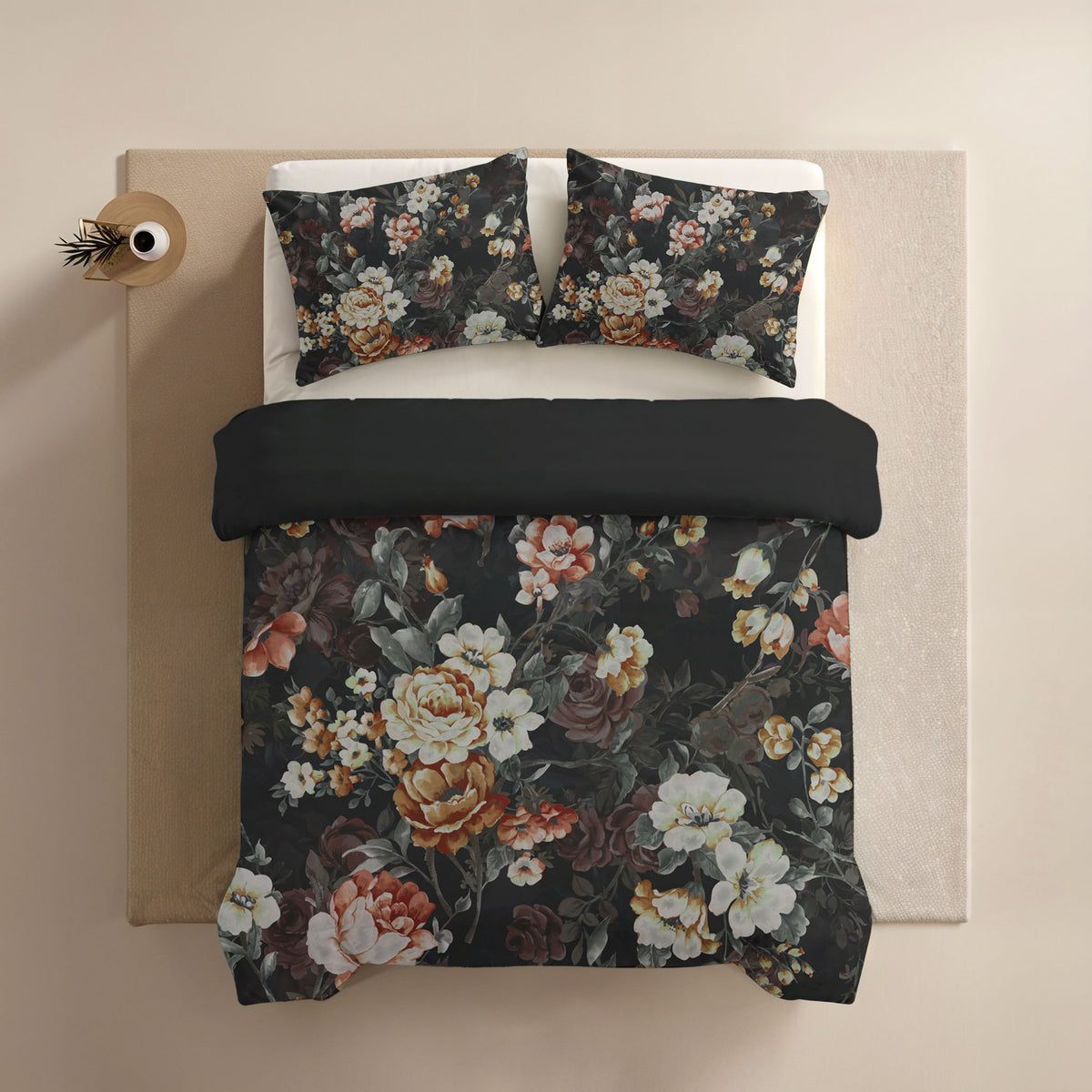 Zelesta Comfort Design Nahtlose Bettdecke - Golden Age Flower Black