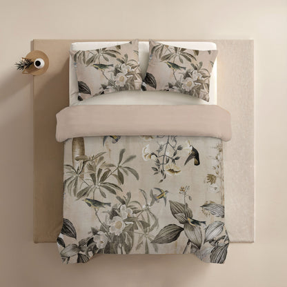 Zelesta Comfort Design Nahtlose Bettdecke - Vintage Birds Sand