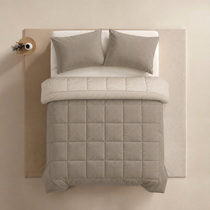 Zelesta Comfort Structure Seersucker Bettdecke - Taupe & Beige