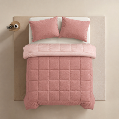 Zelesta Comfort Structure Seersucker Bettdecke - Rosa & Hellrosa