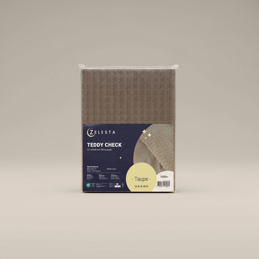 Zelesta Teddy Check Kissenbezüge - Taupe
