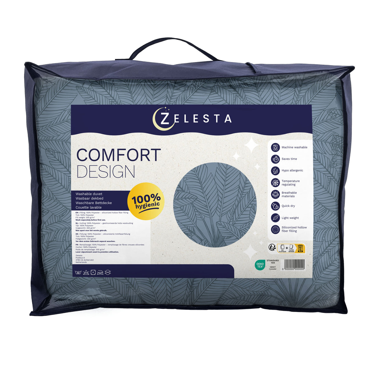 Zelesta Comfort Design Nahtlose Bettdecke - Botanical Line Art Blue