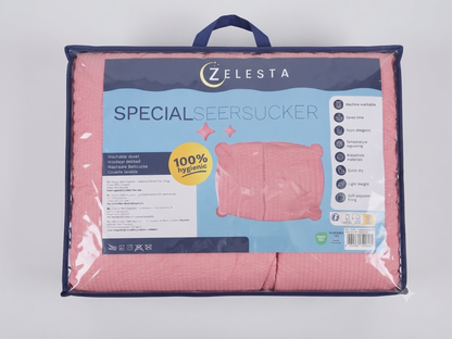 Zelesta Comfort Structure Seersucker Bettdecke - Rosa & Hellrosa