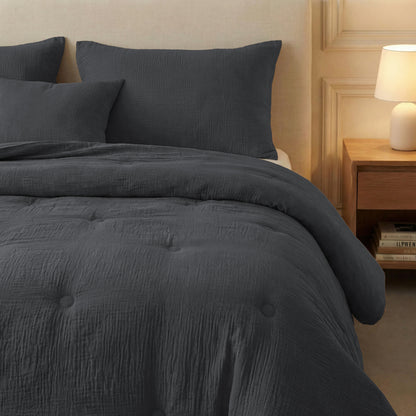 Zelesta Deluxe Baumwolle Musselin Bettdecke - Anthrazit