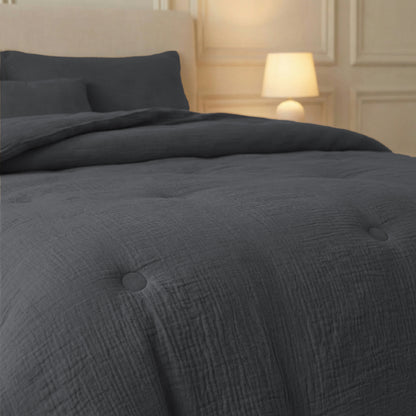 Zelesta Deluxe Baumwolle Musselin Bettdecke - Anthrazit