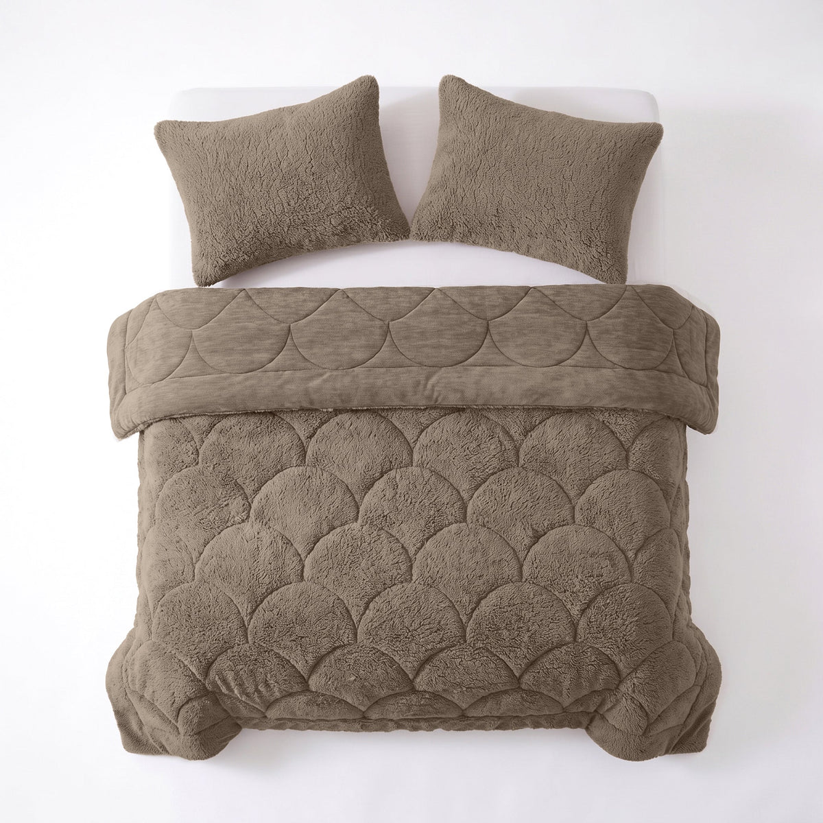 Zelesta Special Teddy Chenille Kissenbezüge Set von 2 - Dunkeltaupe