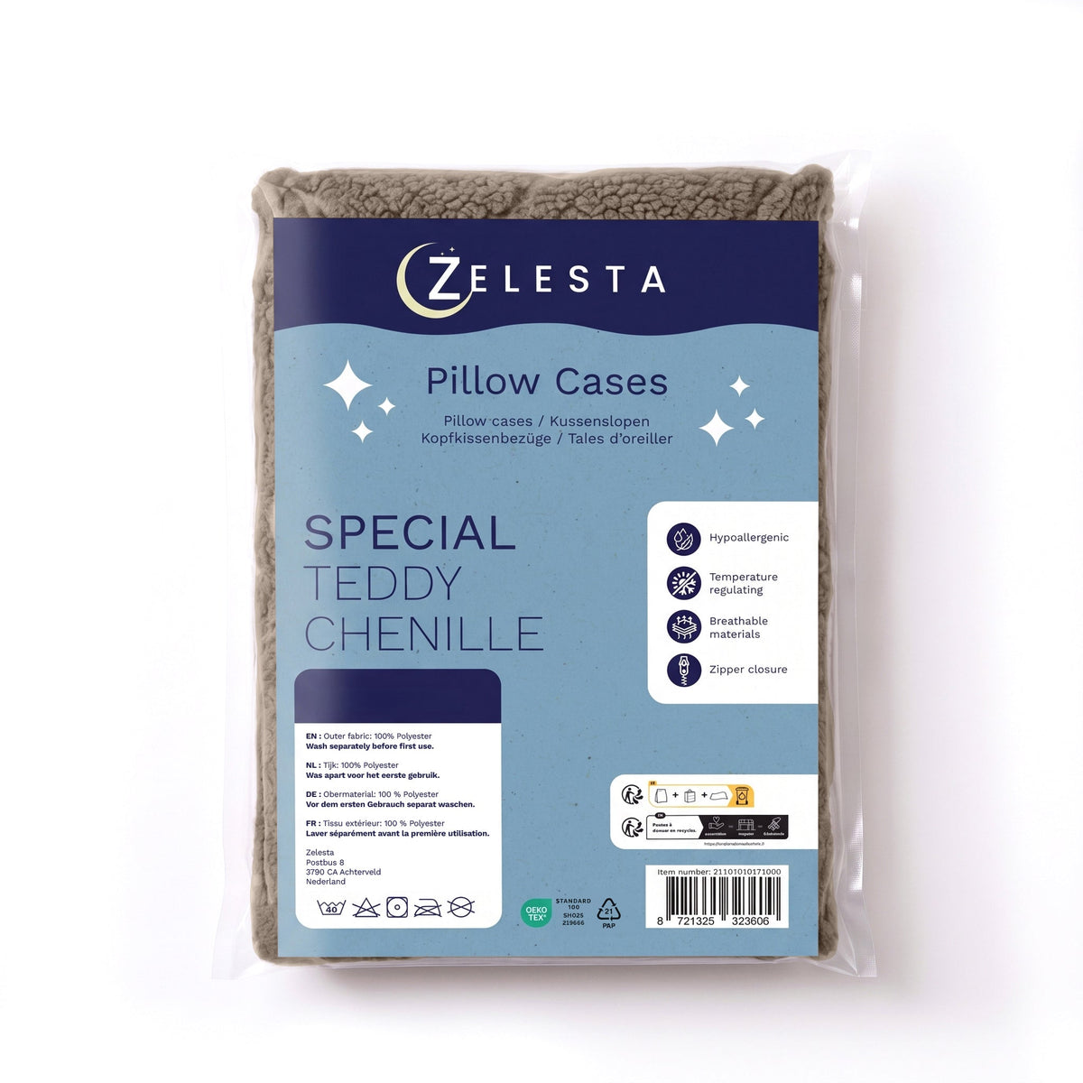 Zelesta Special Teddy Chenille Kissenbezüge Set von 2 - Dunkeltaupe