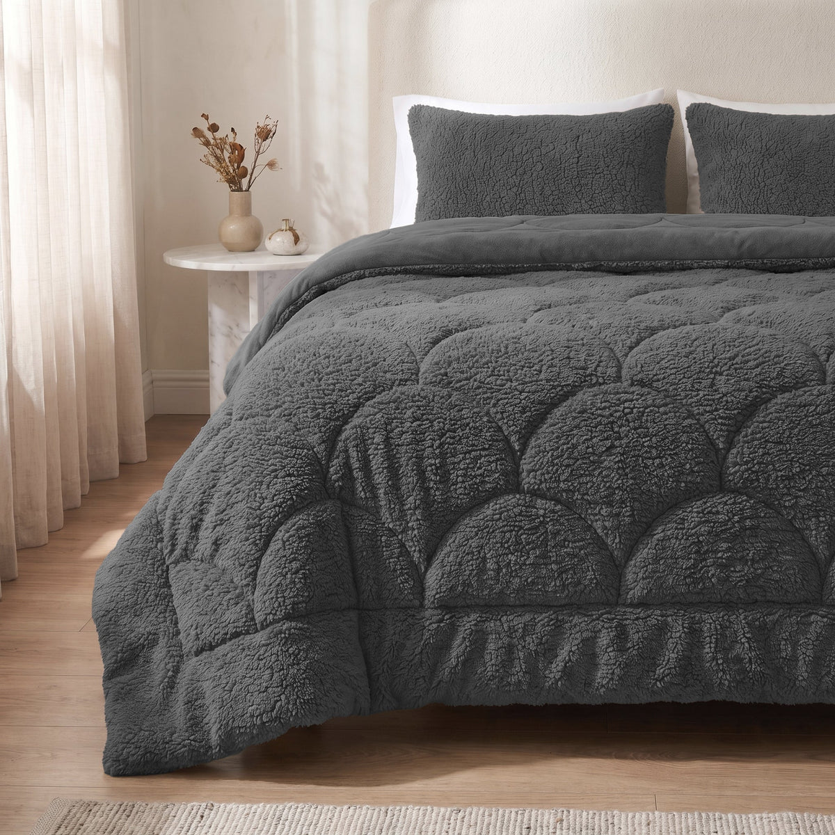 Zelesta Special Teddy Chenille Bettdecke - Anthrazit