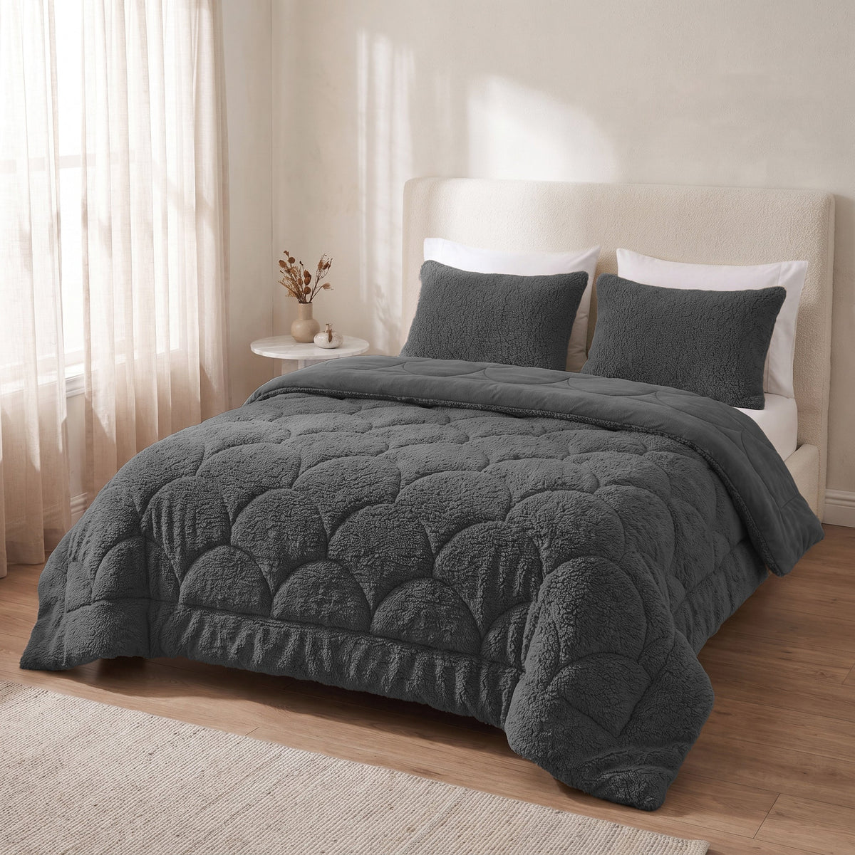 Zelesta Special Teddy Chenille Bettdecke - Anthrazit