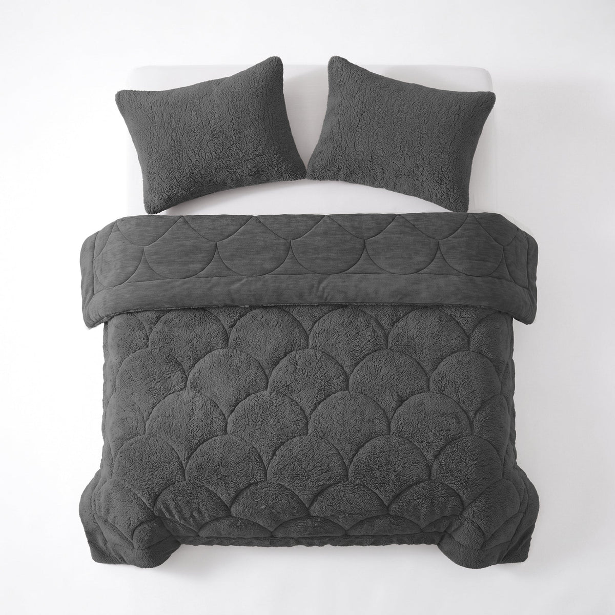 Zelesta Special Teddy Chenille Kissenbezüge Set von 2 - Anthrazit