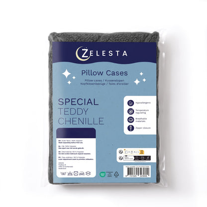 Zelesta Special Teddy Chenille Kissenbezüge Set von 2 - Anthrazit