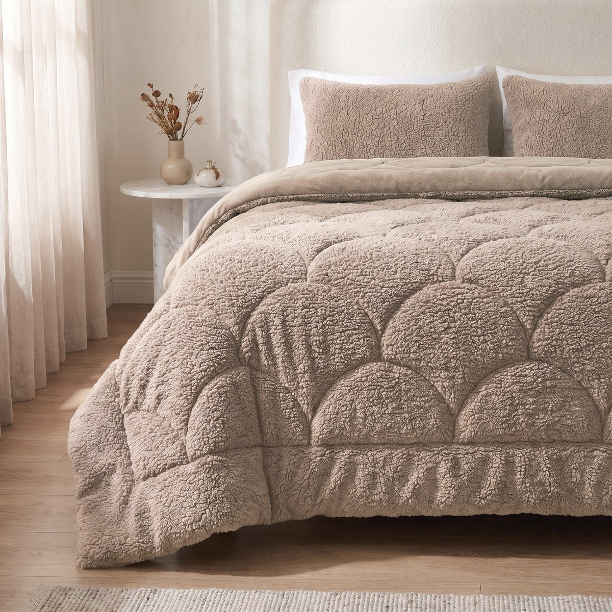 Zelesta Special Teddy Chenille Bettdecke - Altrosa