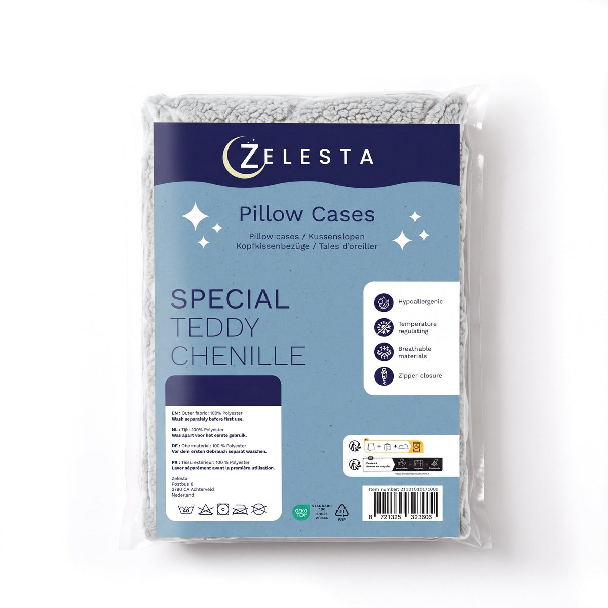 Zelesta Special Teddy Chenille Kissenbezüge Set von 2 - Grau