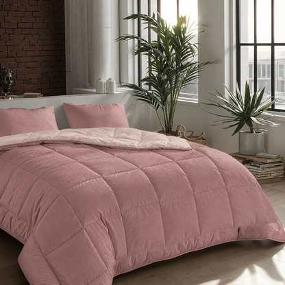 Zelesta Comfort Structure Seersucker Bettdecke - Rosa & Hellrosa