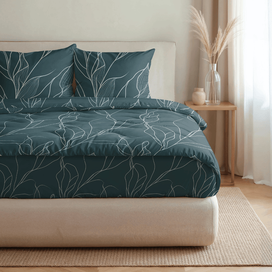 Royalbed baumwolle - White Leaves