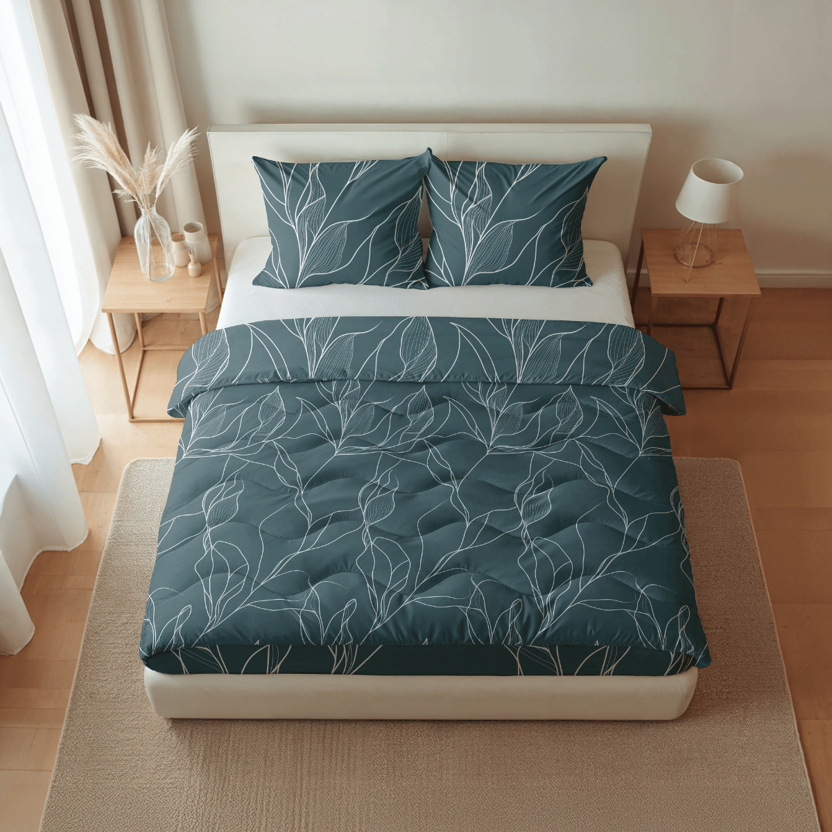 Royalbed baumwolle - White Leaves