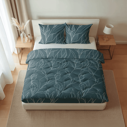 Royalbed baumwolle - White Leaves