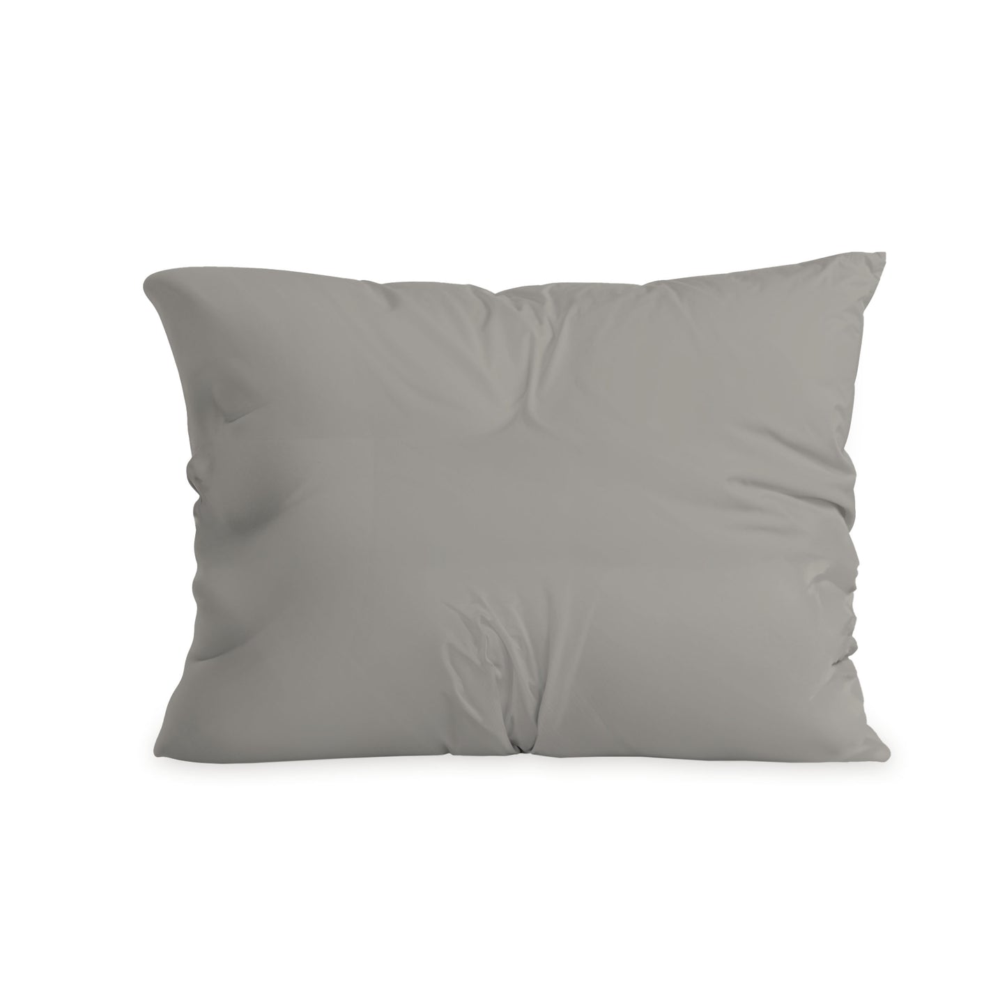 A Zelesta Comfort Duo Kissenbezüge Set von 2 in Grau aus Mikrofaser, mit dezent sichtbaren Falten auf weißem Hintergrund. Ideal für 80x80cm Kissenbezüge.