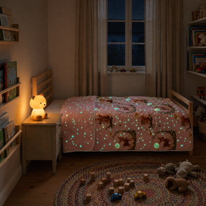 Zelesta Comfort Glow in the Dark Bettdecke - Forest Friends