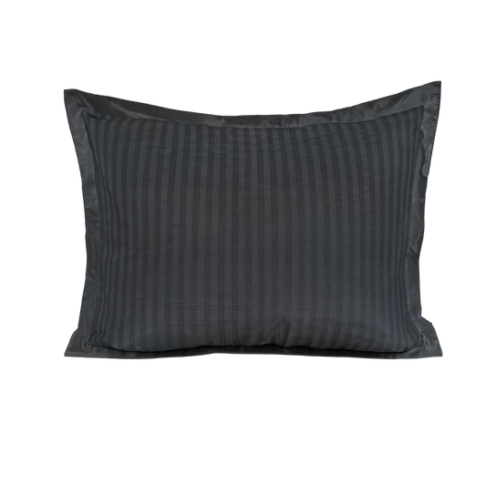 Zelesta Deluxe Hotel Stripe Baumwollsatin Kissenbezüge Set von 2 - Anthrazit