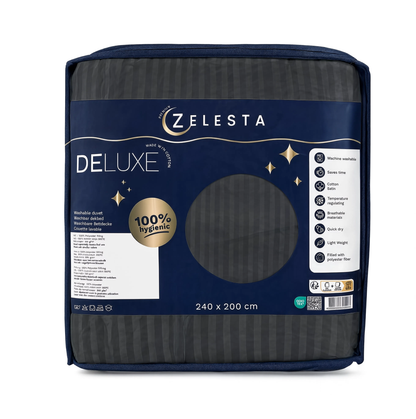 Zelesta Deluxe Hotel Stripe Baumwollsatin Bettdecke - Anthrazit