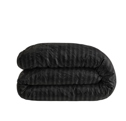 Zelesta Deluxe Hotel Stripe Baumwollsatin Bettdecke - Schwarz
