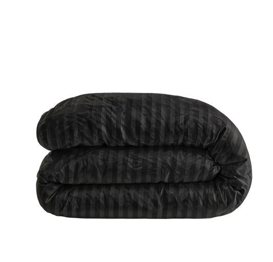 Zelesta Deluxe Hotel Stripe Baumwollsatin Bettdecke - Schwarz