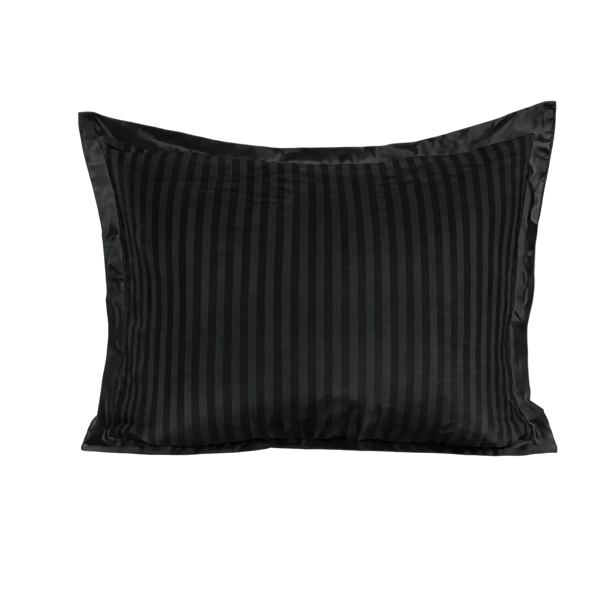 Zelesta Deluxe Hotel Stripe Baumwollsatin Kissenbezüge Set von 2 - Schwarz