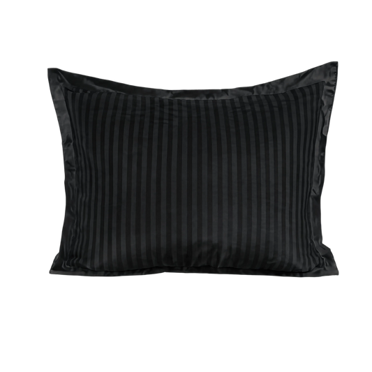 Zelesta Deluxe Hotel Stripe Baumwollsatin Kissenbezüge Set von 2 - Schwarz
