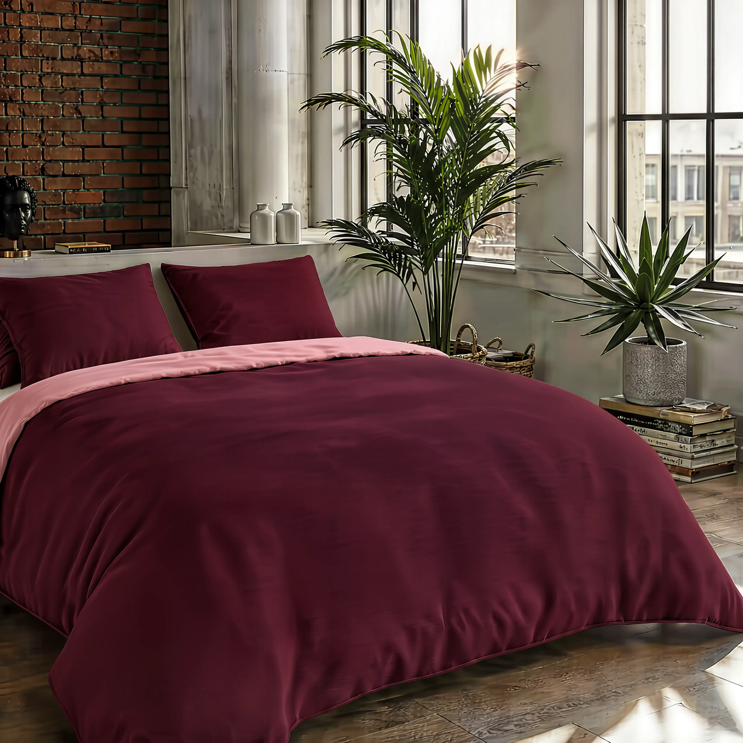 Zelesta Comfort Duo No Stitch Bettdecke - Altrosa & Burgunderrot