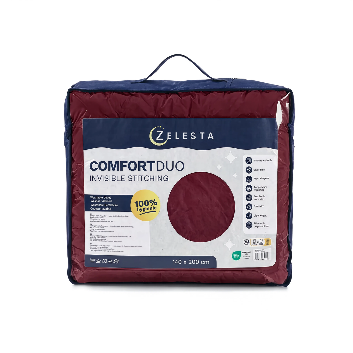 Zelesta Comfort Duo No Stitch Bettdecke - Altrosa & Burgunderrot
