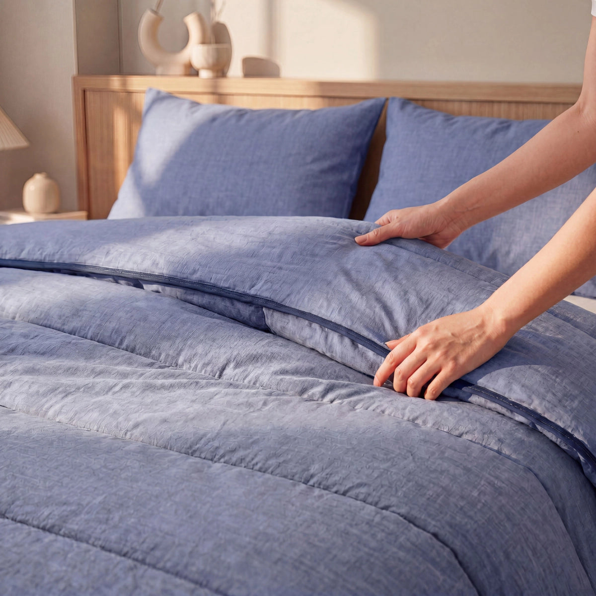 Zelesta Comfort Structur Sommerbettdecke - Denim