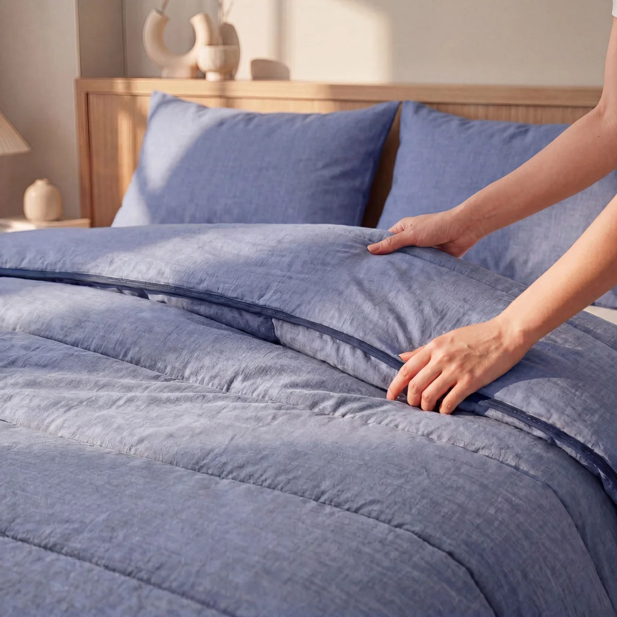Zelesta Comfort Structure Bettdecke - Denim