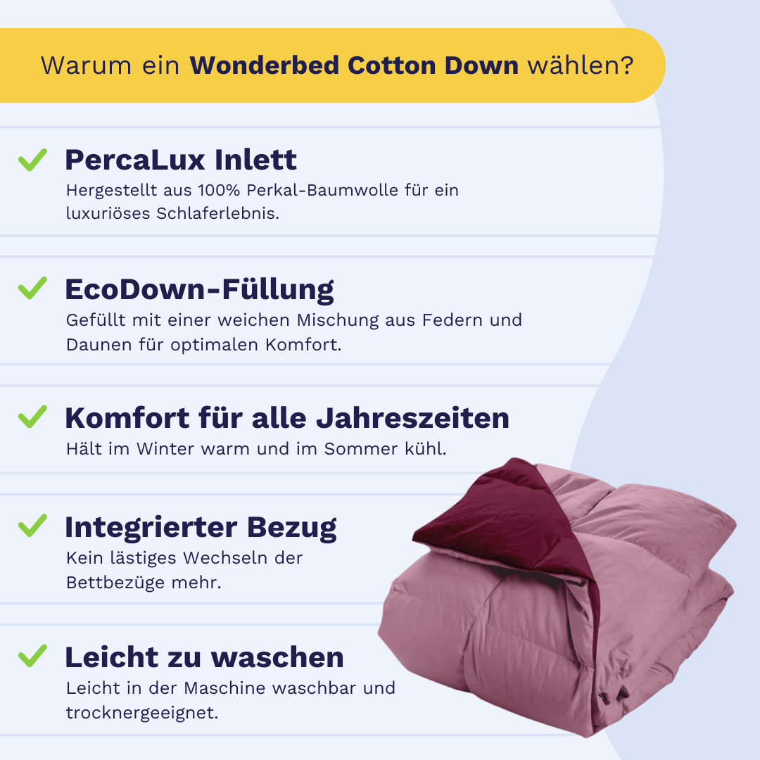 Zelesta Wonderbed Cotton Down - Pink & Rotwein