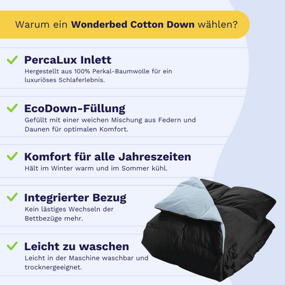 Zelesta Wonderbed Cotton Down - Himmelblau & Schwarz