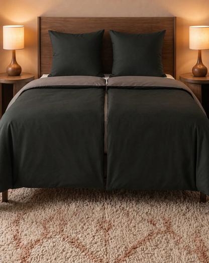 Zelesta Pure Duo No Stitch Baumwolle Bettdecke - Schwarz & Anthrazit